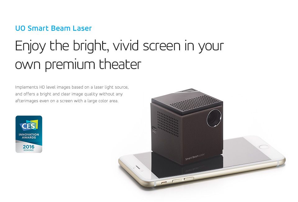 UO Smart Beam Laser Portable HD Pico Projector LCoS WiFi 2.2" Cube SK ...